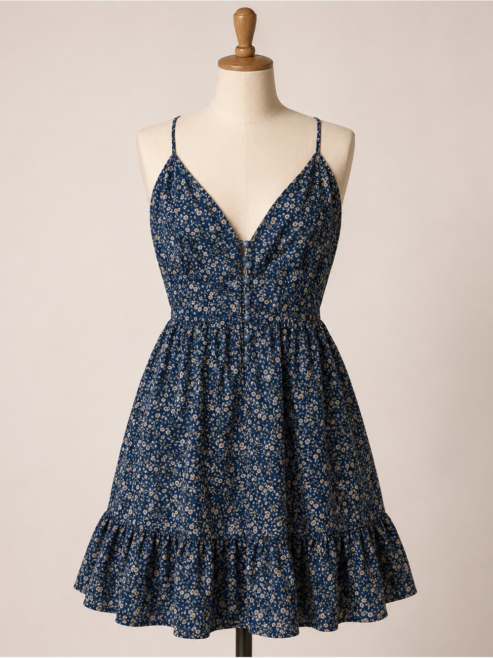 Blue Floral Midi Dress